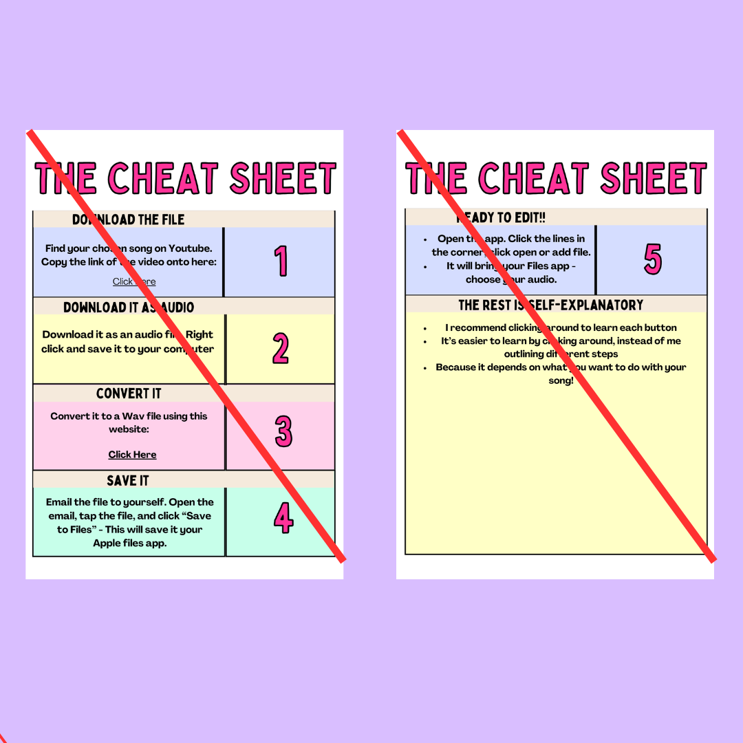 Music Edit Cheat Sheet